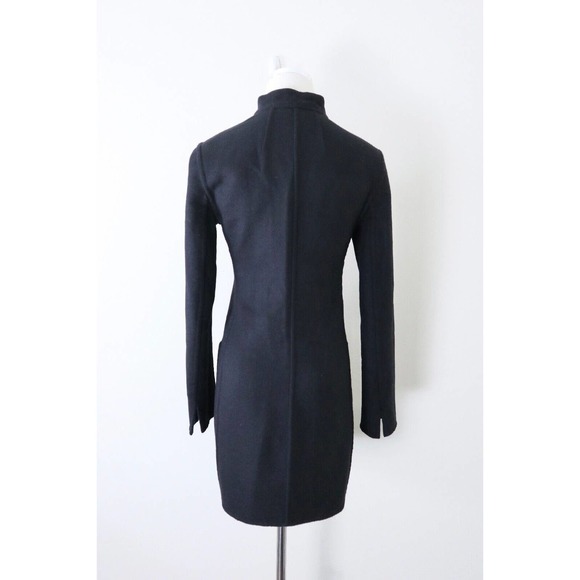 Akris US 4 Double Faced Wool Reversible Longline Jacket Navy Plaid Black - Picture 13 of 16